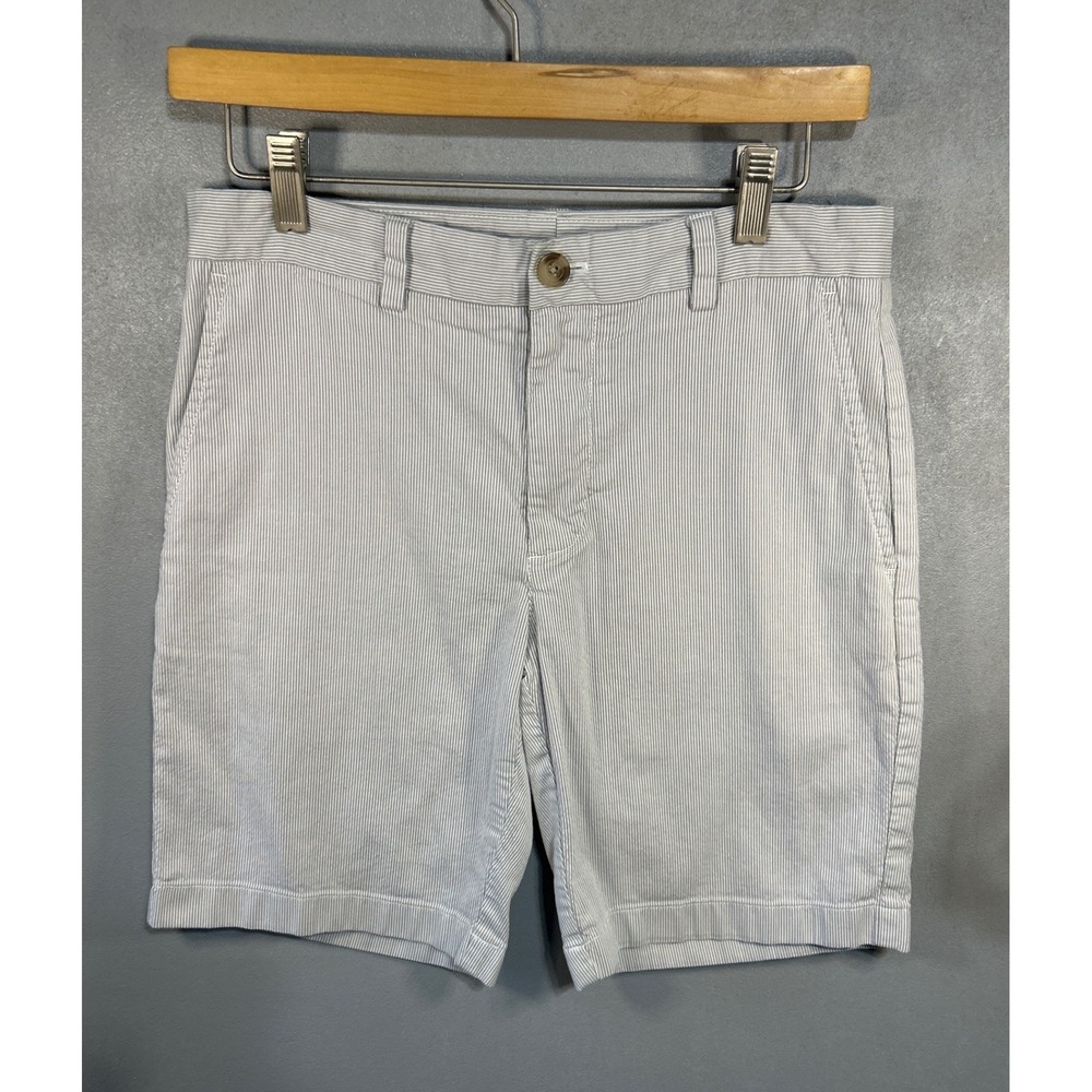 Vineyard Vines Mens 28 Breaker Shorts White Grey Striped Preppy Cotton 9 Inch